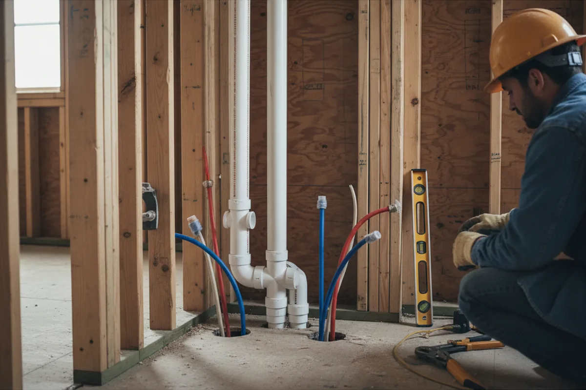 Drain and supply rough-in during Sump Pump Repair in Port Sanilac