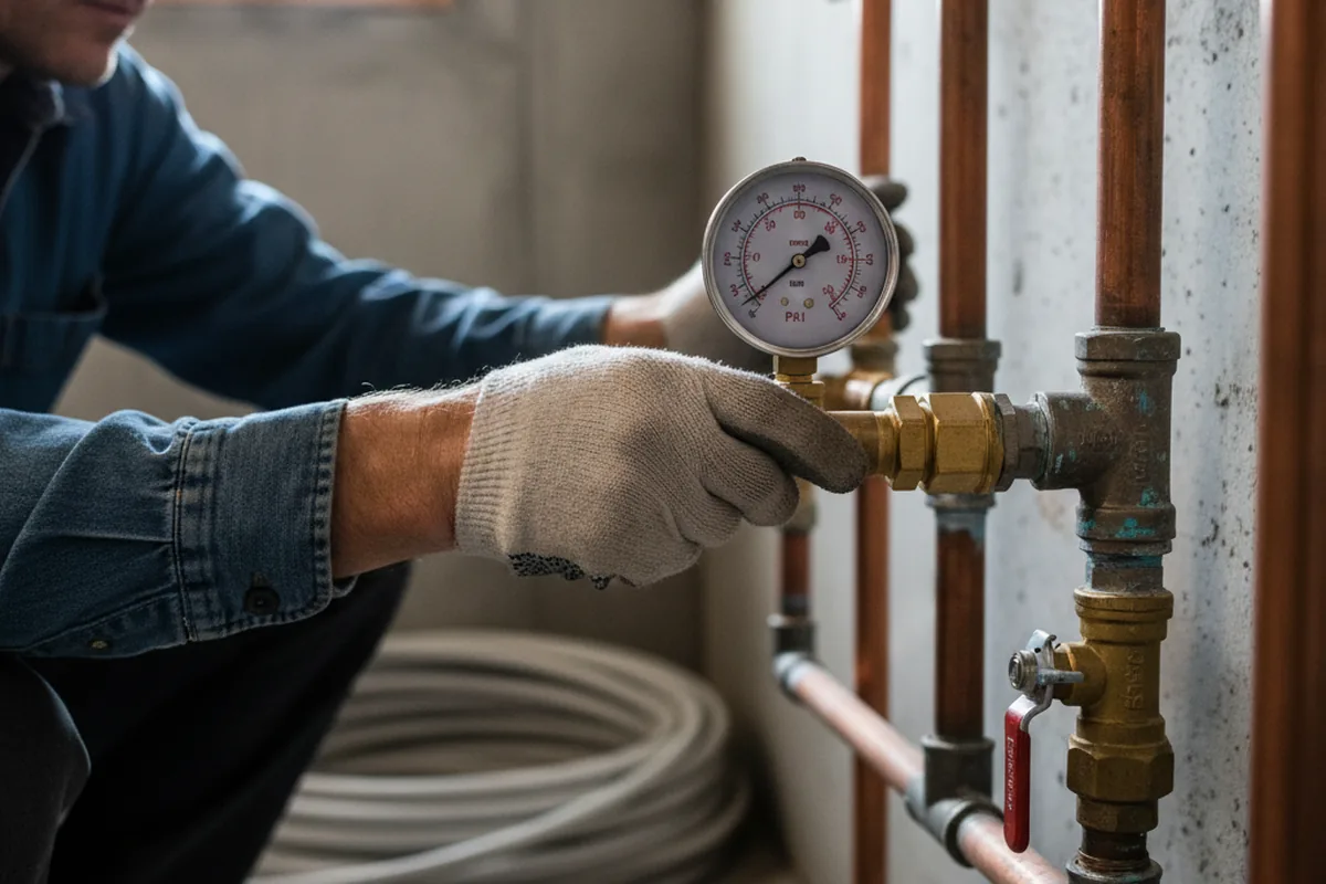 Pressure testing a repaired line during Water Line Repair in Port Sanilac